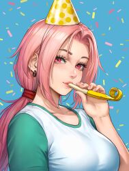 Rule 34 | 1girl, absurdres, chloe (sciamano240), highres, long hair, non-web source, pink eyes, pink hair, sciamano240, solo, upper body