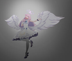 Rule 34 | 1girl, absurdres, angel wings, bare arms, black footwear, black wristband, blood, blood on face, blood on hands, blue archive, capelet, crying, crying with eyes open, dress, frilled skirt, frills, hair bun, halo, highres, kerserk, long hair, low wings, medium dress, mika (blue archive), multicolored eyes, open mouth, pantyhose, pink hair, pink halo, scrunchie, side up bun, single side bun, skirt, sleeveless, sleeveless dress, solo, tears, white capelet, white dress, white pantyhose, white wings, wings, wrist scrunchie, yandere