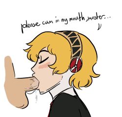Rule 34 | aegis (persona), android, animated, animated gif, blonde hair, blush, colorized, fellatio, highres, oral, persona, persona 3, robot, saliva, scruffyturtles, self-upload, third-party edit