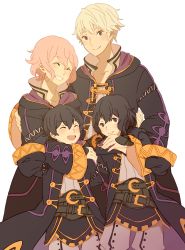 Rule 34 | 2boys, 2girls, :d, ^ ^, ai-wa, black hair, brown eyes, closed eyes, dual persona, family, father and daughter, fire emblem, fire emblem awakening, grin, highres, hood, hooded jacket, hug, jacket, morgan (female) (fire emblem), morgan (fire emblem), morgan (male) (fire emblem), mother and son, multiple boys, multiple girls, nintendo, open mouth, pink hair, robin (female) (fire emblem), robin (fire emblem), robin (male) (fire emblem), selfcest, smile, white hair