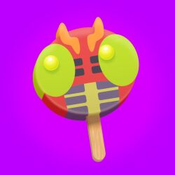 Rule 34 | antennae, bug, digimon, food, green eyes, pink background, popsicle, simple background, tentomon