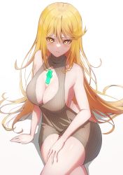 Rule 34 | 1girl, alternate costume, blonde hair, breasts, chest jewel, cleavage, cleavage cutout, clothing cutout, doromizu (d0r0118), highres, large breasts, long hair, mythra (xenoblade), solo, swept bangs, very long hair, xenoblade chronicles (series), xenoblade chronicles 2, yellow eyes