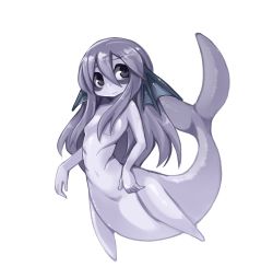 Rule 34 | 1girl, female focus, fins, frfr, full body, head fins, long hair, mermaid, monster girl, simple background, solo, white background