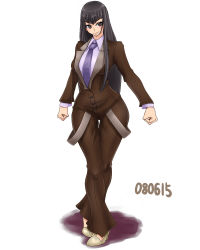 00s 1girl bad_id bad_pixiv_id black_hair blush brown_eyes female_focus kurenai lin_cheng_shin long_hair monmonism necktie solo