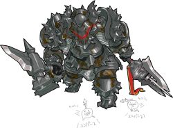 Rule 34 | armor, hammer, knight, nezunezu, simple background, translation request, weapon