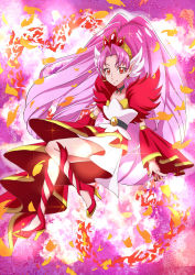 Rule 34 | 1girl, akagi towa, amawa kazuhiro, boots, choker, commentary request, cure scarlet, detached sleeves, earrings, fire, go! princess precure, gradient background, high heel boots, high heels, highres, jewelry, long hair, magical girl, pink hair, pointy ears, precure, red eyes, solo, very long hair