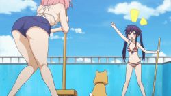 Rule 34 | 10s, 2girls, animated, animated gif, ass, bikini, dog, ebisuzawa kurumi, gakkou gurashi!, huge ass, multiple girls, pool, swimsuit, takeya yuki