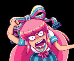 Rule 34 | 1girl, angry, animated, animated gif, giffany, gravity falls, long hair, looking at viewer, lowres, paul robertson, pink hair, school uniform, serafuku, solo, transparent background, very long hair