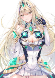 Rule 34 | 1girl, blonde hair, breasts, cleavage, cleavage cutout, clothing cutout, highres, inoue takuya (tactactak), large breasts, mythra (xenoblade), solo, xenoblade chronicles (series), xenoblade chronicles 2, yellow eyes