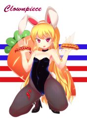 Rule 34 | &gt;:p, 1girl, :p, alternate costume, animal ears, ankle cuffs, blonde hair, breasts, rabbit ears, rabbit tail, carrot, character name, choker, clownpiece, double v, eila yagyu, fairy wings, fake animal ears, fishnet pantyhose, fishnets, full body, heart, heart-shaped pupils, high heels, hot dog, long hair, naughty face, open mouth, pantyhose, pink eyes, playboy bunny, sexually suggestive, small breasts, smile, solo, squatting, star (symbol), striped, symbol-shaped pupils, tail, thick thighs, thighs, tongue, tongue out, touhou, tsurime, v, v-shaped eyebrows, very long hair, wings