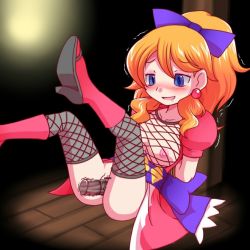 Rule 34 | 1girl, ass, ayame (pop&#039;n music), bdsm, blue eyes, blush, bondage, boots, bound, bow, breasts, censored, dildo, drooling, earrings, fishnets, high ponytail, jewelry, long hair, nipples, nollety, orange hair, pointless censoring, ponytail, pop&#039;n music, pussy, sex toy, smile, solo, thighhighs, trembling, vibrator