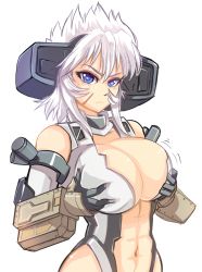 Rule 34 | 1girl, abs, animification, armor, blue eyes, breasts, breasts squeezed together, detached sleeves, elbow gloves, gauntlets, gloves, headwear request, hmage, large breasts, legion (titanfall 2), long hair, looking at viewer, mecha, mecha musume, personification, robot, scar, stomach, titan (titanfall), titanfall, titanfall (series), titanfall 2, transparent background, upper body, white hair