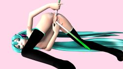 Rule 34 | 1girl, 3d, anal, anus, ass, breasts, female focus, female masturbation, hatsune miku, highres, masturbation, nipples, pussy, simple background, solo, tagme, top-down bottom-up, uncensored, vaginal, vocaloid