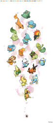 Rule 34 | 00s, 10s, 1990s (style), bird, bulbasaur, charmander, chespin, chikorita, chimchar, claws, creature, creatures (company), cyndaquil, ditb, everyone, fang, fennekin, flame-tipped tail, froakie, game freak, gen 1 pokemon, gen 2 pokemon, gen 3 pokemon, gen 4 pokemon, gen 5 pokemon, gen 6 pokemon, highres, mudkip, nintendo, no humans, open poke ball, oshawott, piplup, poke ball, poke ball (basic), pokedex number, pokemon, pokemon (creature), pokemon bw, pokemon dppt, pokemon gsc, pokemon rgby, pokemon rse, pokemon xy, retro artstyle, shell, signature, snivy, squirtle, starter pokemon trio, tail, tepig, torchic, totodile, treecko, turtwig