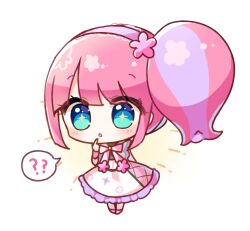 Rule 34 | + +, 1girl, :o, ?, ??, blue eyes, blush, chibi, dress, finger to mouth, full body, hairband, highres, kanon (pripara), multicolored hair, parted lips, pink footwear, pink hair, pretty series, pripara, pudding (skymint 028), purple hair, purple hairband, shoes, side ponytail, sidelocks, solo, spoken question mark, streaked hair, white background, white dress
