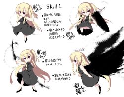 Rule 34 | 1girl, blonde hair, braid, character sheet, chibi, flat chest, hasumi takashi, lilium e kravis, long hair, multiple views, outstretched arms, pixiv fantasia, pixiv fantasia 5, simple background, translation request, twin braids, very long hair, white background