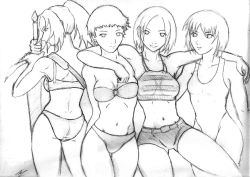 Rule 34 | 00s, claymore (series), miria, monochrome, sketch, swimsuit, tagme