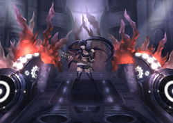 Rule 34 | 10s, 1girl, belt, bikini, bikini top only, black hair, black rock shooter, black rock shooter (character), black thighhighs, boots, breasts, catwyz, cleavage, cropped jacket, gears, guitar, instrument, jacket, long hair, looking at viewer, machinery, open mouth, purple eyes, short shorts, shorts, solo, swimsuit, thigh boots, thighhighs, twintails, very long hair