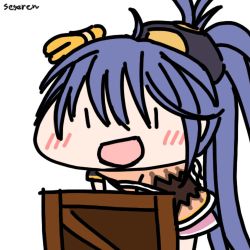 Rule 34 | 1girl, animated, animated gif, box, crate, long hair, lowres, open mouth, ponytail, seseren