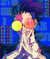 Rule 34 | absurdres, artist name, black hair, blue background, clenched teeth, dated, deltarune, earrings, formal, glasses, glitch, gloves, grin, highres, jewelry, looking at viewer, own hands together, personification, smile, spamton g. spamton, steepled fingers, stud earrings, suit, sunglasses, teeth, upper body, white gloves, yokaze (xxxdisxxx)