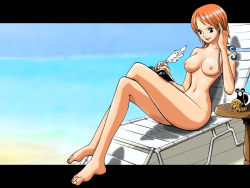 Rule 34 | barefoot, breasts, highres, nami (one piece), nude, one piece, short hair