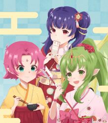 Rule 34 | fae (fire emblem), green hair, japanese clothes, kimono, myrrh (fire emblem), tagme, tiki (fire emblem)