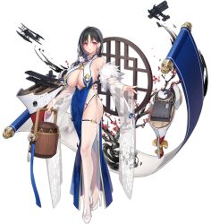 Rule 34 | 1girl, aircraft, azur lane, bare shoulders, black hair, breasts, china dress, chinese clothes, colored eyelashes, covered navel, dress, earrings, full body, high heels, highres, holding, jewelry, large breasts, long hair, looking at viewer, machinery, mole, mole on crotch, mole under eye, multicolored hair, official art, popqn, purple eyes, purple hair, scroll, see-through, side slit, simple background, solo, standing, thighhighs, thighs, ting an (azur lane), two-tone hair, wide sleeves
