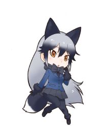 Rule 34 | 1girl, animal costume, animal ear fluff, animal ears, highres, kemono friends, looking at viewer, official art, silver fox (kemono friends), solo, standing, tachi-e, tail, transparent background, yoshizaki mine
