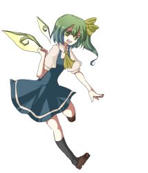 Rule 34 | 1girl, bad id, bad pixiv id, daiyousei, embodiment of scarlet devil, female focus, full body, green hair, kame, short hair, simple background, solo, touhou, white background, wings
