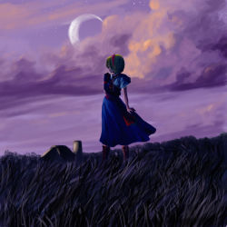 Rule 34 | 1girl, alice margatroid, bad deviantart id, bad id, blonde hair, book, cloud, crescent moon, closed eyes, female focus, grass, grimoire, grimoire of alice, hairband, moon, short hair, sky, solo, touhou, weiyang, wind