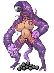 Rule 34 | 1girl, animated, animated gif, giving birth, breasts, creature inside, egg laying, huge breasts, kuromaru (mugen), lactation, m.u.g.e.n, monster, nipples, parasite, pregnant, simple background, stomach bulge, white background