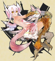 Rule 34 | 1girl, bare shoulders, claws, looking at viewer, monster girl, pink hair, pixiv fantasia, pixiv fantasia sword regalia, pupps, solo, tail, yellow eyes