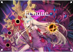 Rule 34 | absurdres, animal ears, black hole, blonde hair, breasts, creature, detached sleeves, gloves, gold, heterochromia, highres, holding, holding weapon, horns, izayoi cha, monster, original, serious, skull, small breasts, staff, weapon