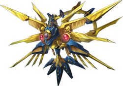 Rule 34 | android, bird, duel monsters, floating, flying, full body, highres, horns, konami, mecha, mechanical bird, mechanical tail, mechanical wings, monster, neon lights, no humans, official art, open mouth, raidraptor - ultimate falcon, robot, scales, sharp teeth, spikes, tail, teeth, transparent background, wings, yu-gi-oh!
