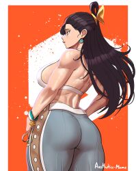 Rule 34 | 1girl, absurdres, aestheticc-meme, ass, ass focus, back, back focus, bare back, black hair, breasts, brown hair, bun cover, capcom, chun-li, earrings, facing away, from behind, highres, huge ass, jewelry, large breasts, muscular, muscular female, nape, official alternate costume, official alternate hairstyle, sideboob, solo, street fighter, street fighter 6, thick thighs, thighs, updo