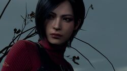Rule 34 | 1girl, ada wong, asian, black hair, bob cut, curtained hair, game cg, game screenshot, highres, red lips, red sweater, resident evil, resident evil 4, screencap, sweater, tagme, torn clothes