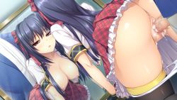 Rule 34 | 1boy, 1girl, akizora momiji, anus, ass, bent over, black gloves, black hair, black thighhighs, blush, breasts, censored, clothed sex, cum, cum in pussy, doggystyle, dutch angle, fingerless gloves, frilled skirt, frills, game cg, gloves, hair intakes, hair ribbon, half-closed eyes, hetero, kisaragi reina, large breasts, long hair, mirror, mosaic censoring, nipples, open mouth, panties, panty pull, penis, plaid, plaid skirt, pussy, red eyes, ribbon, sakyuu futoshi, sex, sex from behind, skirt, solo focus, teaka mamire no tenshi, thighhighs, underwear, vaginal, white panties