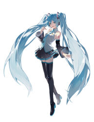 Rule 34 | 1girl, :d, absurdres, arm tattoo, black footwear, black skirt, black sleeves, blue eyes, blue hair, blue necktie, boots, collared shirt, detached sleeves, full body, grey shirt, hair between eyes, hatsune miku, headphones, headset, highres, jiu ye sang, long hair, looking at viewer, microphone, miniskirt, necktie, number tattoo, open mouth, pleated skirt, shirt, simple background, skirt, sleeveless, sleeveless shirt, smile, solo, standing, tattoo, thigh boots, thighhighs, twintails, very long hair, vocaloid, white background, wing collar, zettai ryouiki