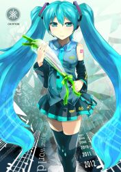 Rule 34 | 00s, 10s, 1girl, 2007, 2008, 2009, 2010, 2011, 2012, aqua eyes, aqua hair, bad id, bad pixiv id, detached sleeves, hatsune miku, headset, highres, long hair, necktie, silly (marinkomoe), skirt, solo, spring onion, standing, thighhighs, twintails, very long hair, vocaloid