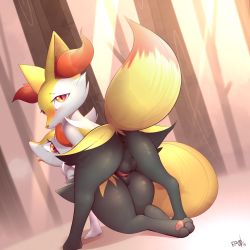 Rule 34 | 1boy, 1girl, all fours, animal ear fluff, animal ears, animal feet, animal nose, animal penis, animal pussy, anus, artist name, ass, b-epon, black fur, blush, body fur, braixen, brown background, canine pussy, commission, creatures (company), dated, day, dutch angle, erection, feet, forest, fox boy, fox ears, fox girl, fox tail, from behind, full body, fur collar, furry, furry female, furry male, furry with furry, game freak, gen 6 pokemon, half-closed eyes, head back, hetero, highres, knotted penis, legs apart, light rays, looking at viewer, looking back, multicolored fur, nature, neck fur, nintendo, nose blush, open mouth, outdoors, pawpads, penis, perineum, pokemon, pokemon (creature), pussy, pussy juice, red eyes, sex, sex from behind, signature, snout, standing, sunlight, tail, testicles, thick thighs, thighs, tongue, tongue out, tree, vaginal, white fur, yellow fur