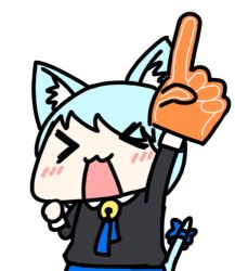 Rule 34 | &gt; &lt;, 1girl, animal ears, animated, animated gif, cat ears, cat girl, cat tail, cheering, lowres, open mouth, seseren, seseren (character), short hair, tail