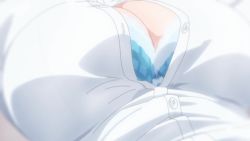 Rule 34 | 1girl, ai-chan (tawawa), animated, aqua eyes, bed, bed sheet, blue bra, blush, bra, braid, breast focus, breasts, brown hair, button gap, buttons, cleavage, close-up, getsuyoubi no tawawa, highres, large breasts, legs, lying, on bed, school uniform, shirt, solo, tagme, underwear, video, white shirt