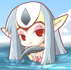 Rule 34 | ao no roku-gou, fish, monster girl, mouth hold, mutio, pointy ears, red eyes