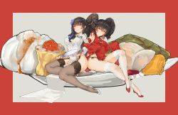Rule 34 | 2girls, baozi, bare shoulders, black hair, black legwear, blue flower, breasts, brown eyes, china dress, chinese clothes, covered erect nipples, dim sum, double bun, dress, flower, food, foodtoyc, garter belt, garter straps, girls&#039; frontline, gloves, hair bun, hair ribbon, hand fan, high heels, highres, hip focus, large breasts, locked arms, long hair, medium breasts, mini person, minigirl, multiple girls, official alternate costume, open mouth, oversized food, oversized object, panties, pelvic curtain, pumps, red dress, ribbon, roe, shoes, shumai (food), siblings, side-tie panties, side slit, sidelocks, single hair bun, sisters, sleeves past fingers, sleeves past wrists, smile, thighhighs, two-tone background, type 95 (girls&#039; frontline), type 95 (narcissus) (girls&#039; frontline), type 97 (girls&#039; frontline), type 97 (peony) (girls&#039; frontline), underwear, white dress, white legwear