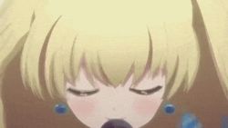 Rule 34 | 10s, 1girl, animated, animated gif, bekki natsumi, blonde hair, blue eyes, creepy, face, lowres, no-rin, solo, teeth