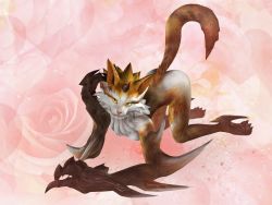 Rule 34 | 1girl, 3d, animal ears, ass, breasts, cat, cat ears, cat tail, claws, female focus, full body, furry, furry female, gradient background, mynx, official art, solo, tail, toukiden, whiskers, yellow eyes