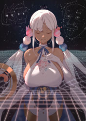 Rule 34 | 1girl, absurdres, albert einstein, breast envy, breasts, character request, closed eyes, constellation, elbow gloves, gloves, hair ornament, hand on own chest, highres, hololive, hololive english, large breasts, long hair, low twintails, ninomae ina&#039;nis, physics, planet hair ornament, sideboob, sky, smile, star (sky), starry sky, tongue, tongue out, tsukumo sana, tsukumo sana (1st costume), twintails, virtual youtuber, wesly2300, yatagarasu (tsukumo sana)
