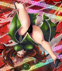 Rule 34 | 1girl, braid, breasts, female focus, full body, hanchi hannou, hat, hong meiling, legs, long hair, panties, red hair, solo, embodiment of scarlet devil, thick thighs, thighs, touhou, twin braids, underwear