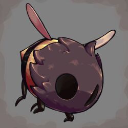 Rule 34 | animal focus, bee, black eyes, bug, commentary, floating, grey background, highres, hiveling (hollow knight), hollow knight, insect, sharpski, solid oval eyes, wings