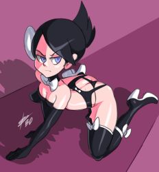Rule 34 | 1girl, all fours, ass, bigdead, boots, breasts, butt crack, cleavage, creatures (company), female focus, game freak, high heel boots, high heels, highres, looking at viewer, marley (pokemon), nintendo, pokemon, small breasts